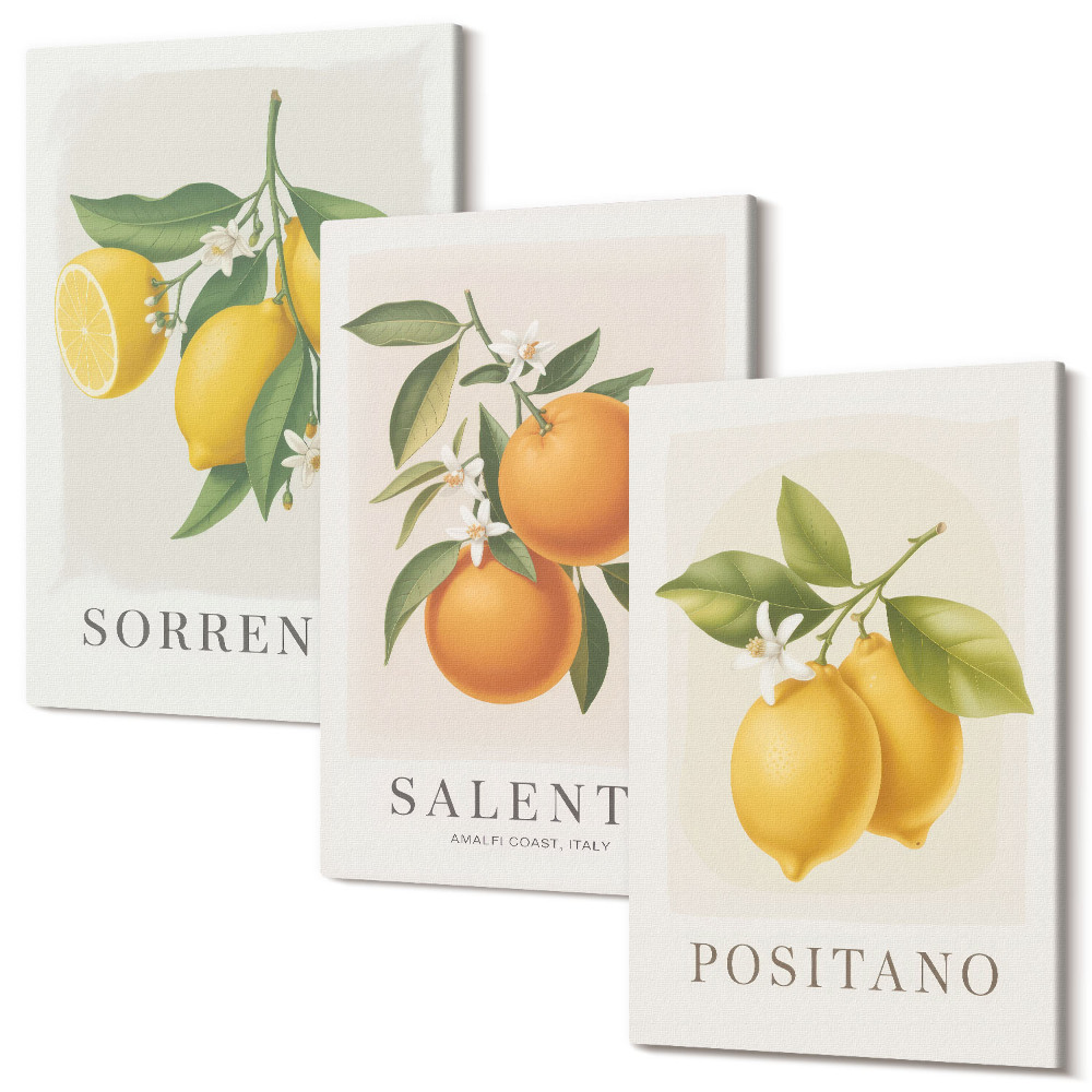 Háromrészes vászonkép szett Citrom és narancs Olaszország Amalfi-partjáról