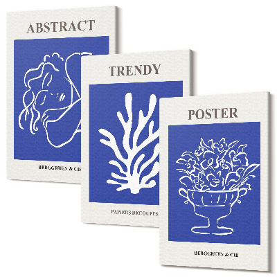 Falikép szett triptichon Stílusos kék plakátok Henri Matissetól