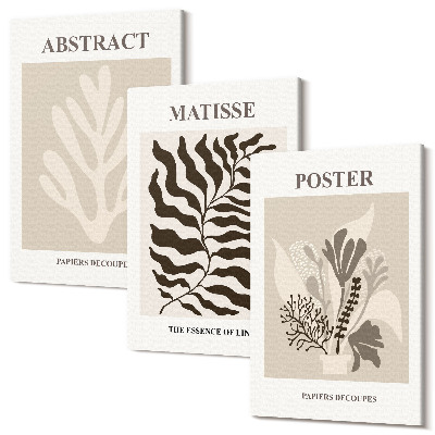 Kép szett triptichon Növényminták a bézs és a barna árnyalataiban