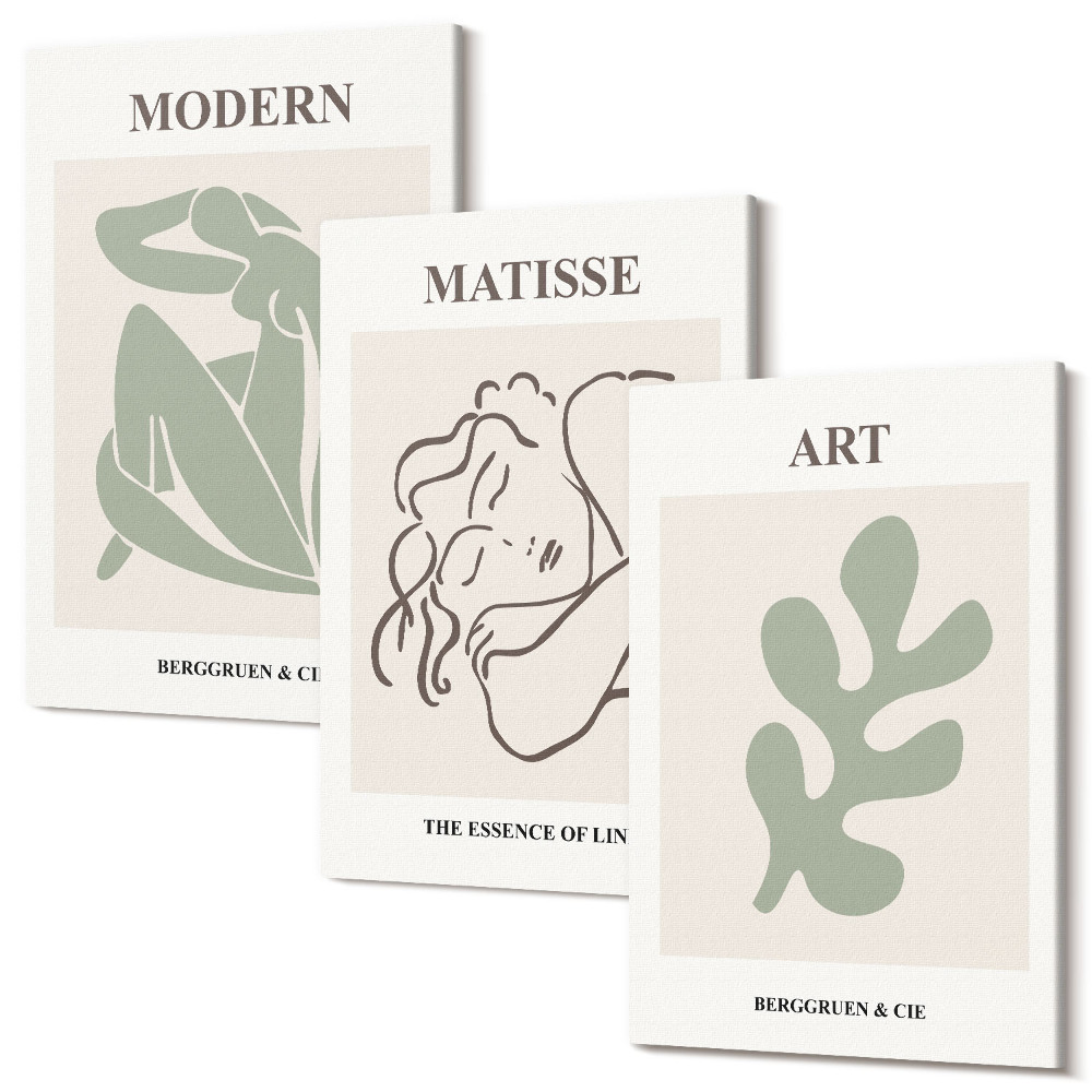 Háromrészes vászonkép szett Stílusos karakterek és növények minimalista dizájnban