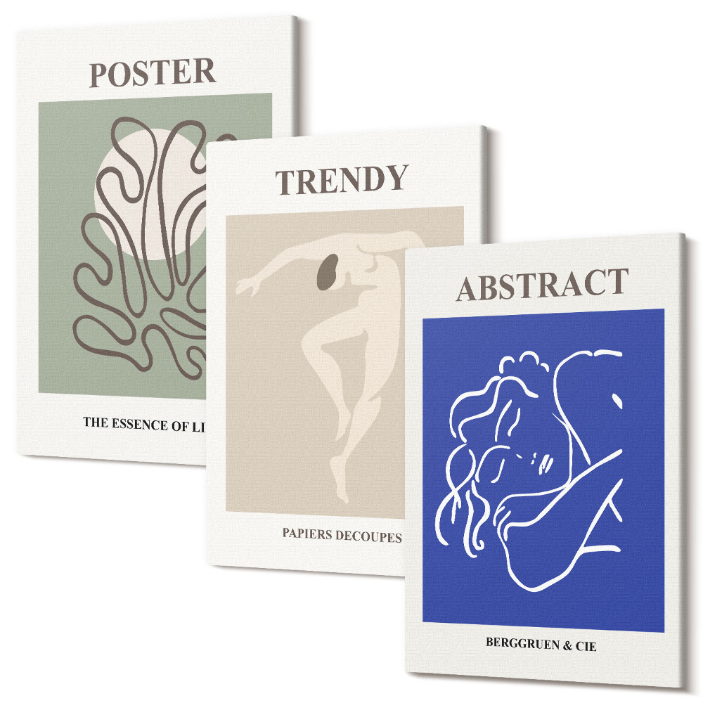 Háromrészes vászonkép szett Henri Matisse pasztell illusztrációk