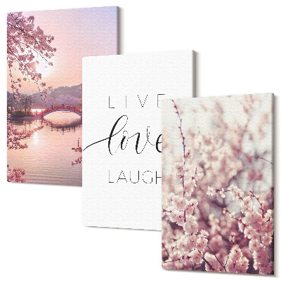 Kép szett triptichon Virágmotívumok híddal és felirattal