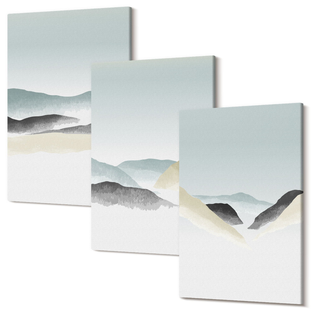 Háromrészes vászonkép szett Minimalista hegyek finom pasztell színekben