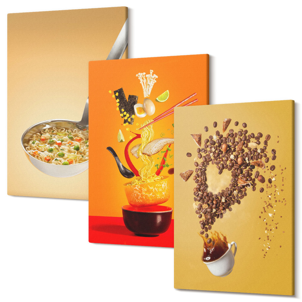Háromrészes vászonkép szett Konyhai ételek és italok témák