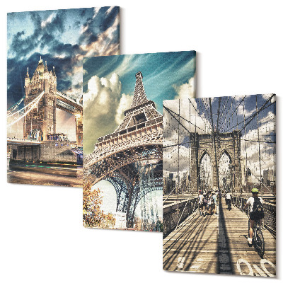 Háromrészes vászonkép szett Hidak és tornyok az európai városokban