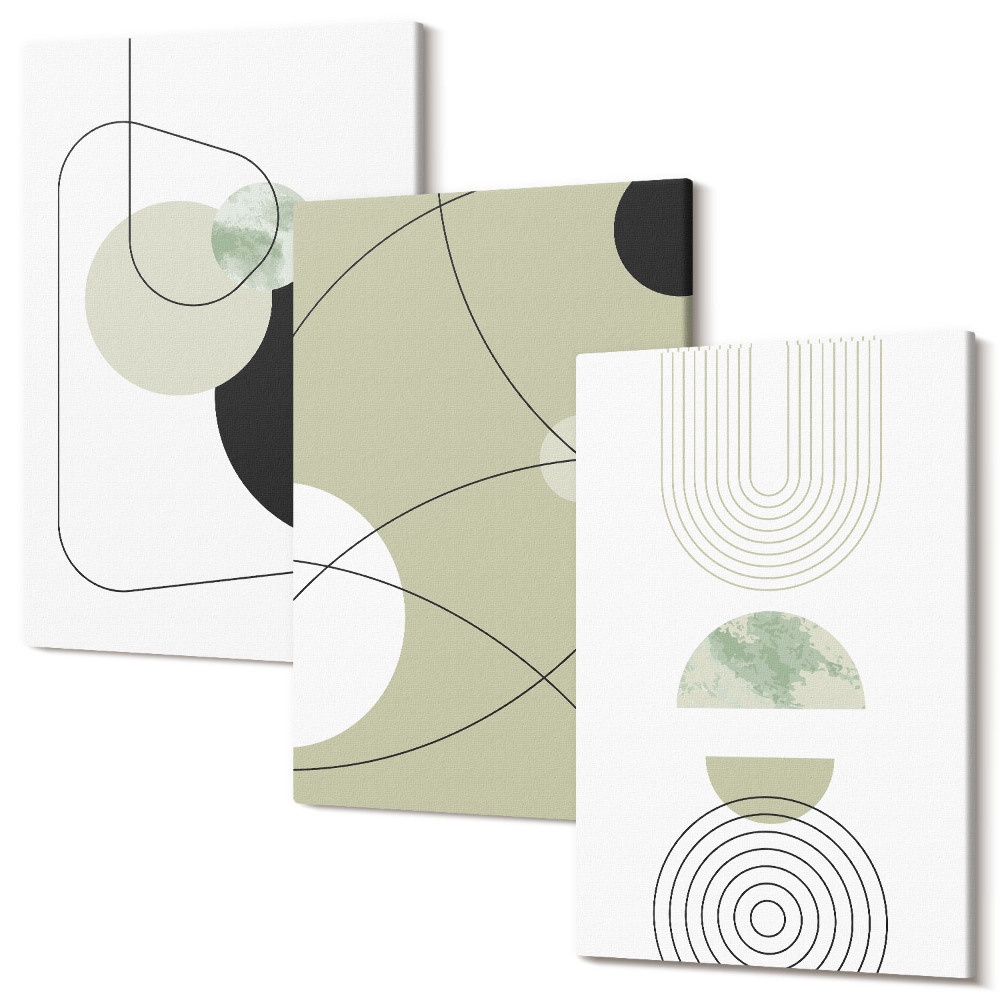 Falikép szett triptichon Absztrakt formák visszafogott színekben