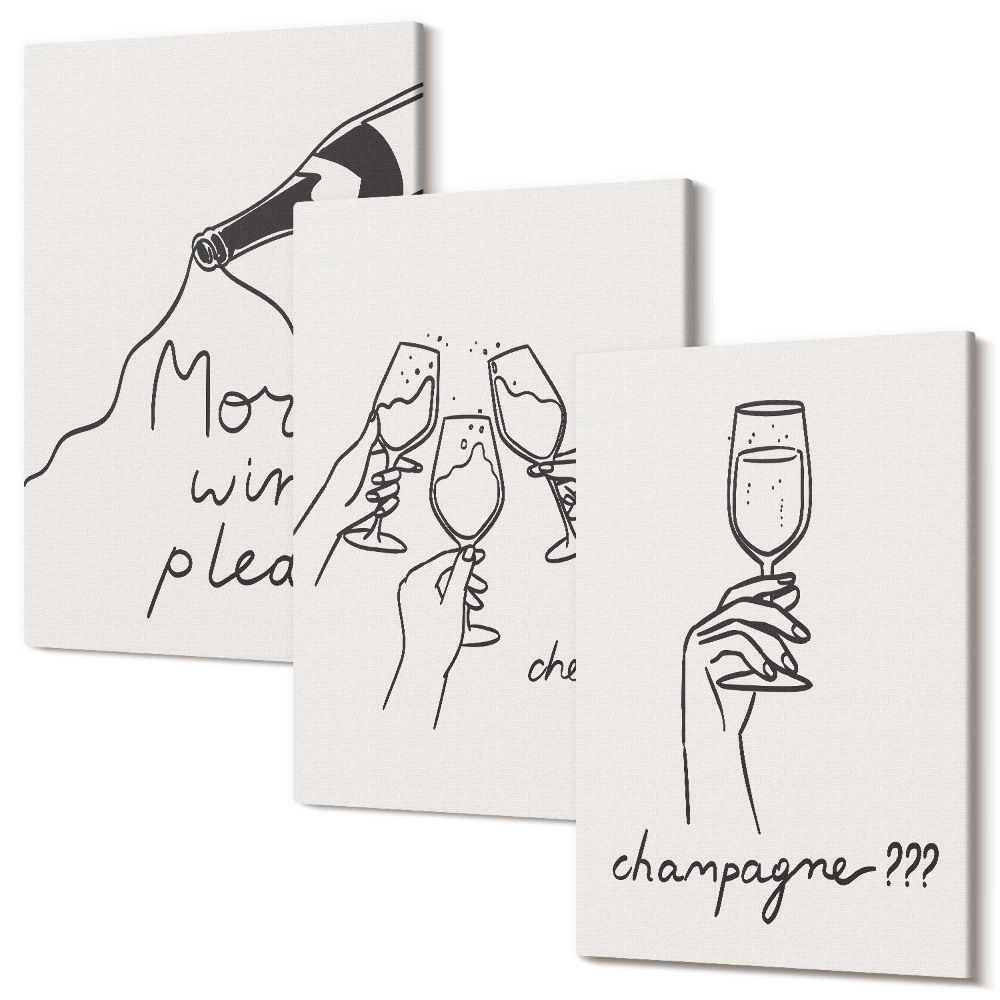 Falikép szett triptichon Örömteli pillanatok borral és pezsgővel