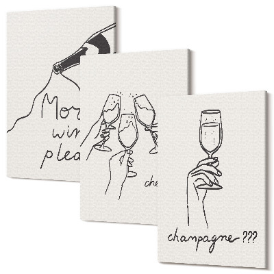 Falikép szett triptichon Örömteli pillanatok borral és pezsgővel