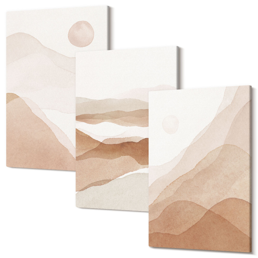 Kép szett triptichon Absztrakt tájak barna és bézs árnyalataiban