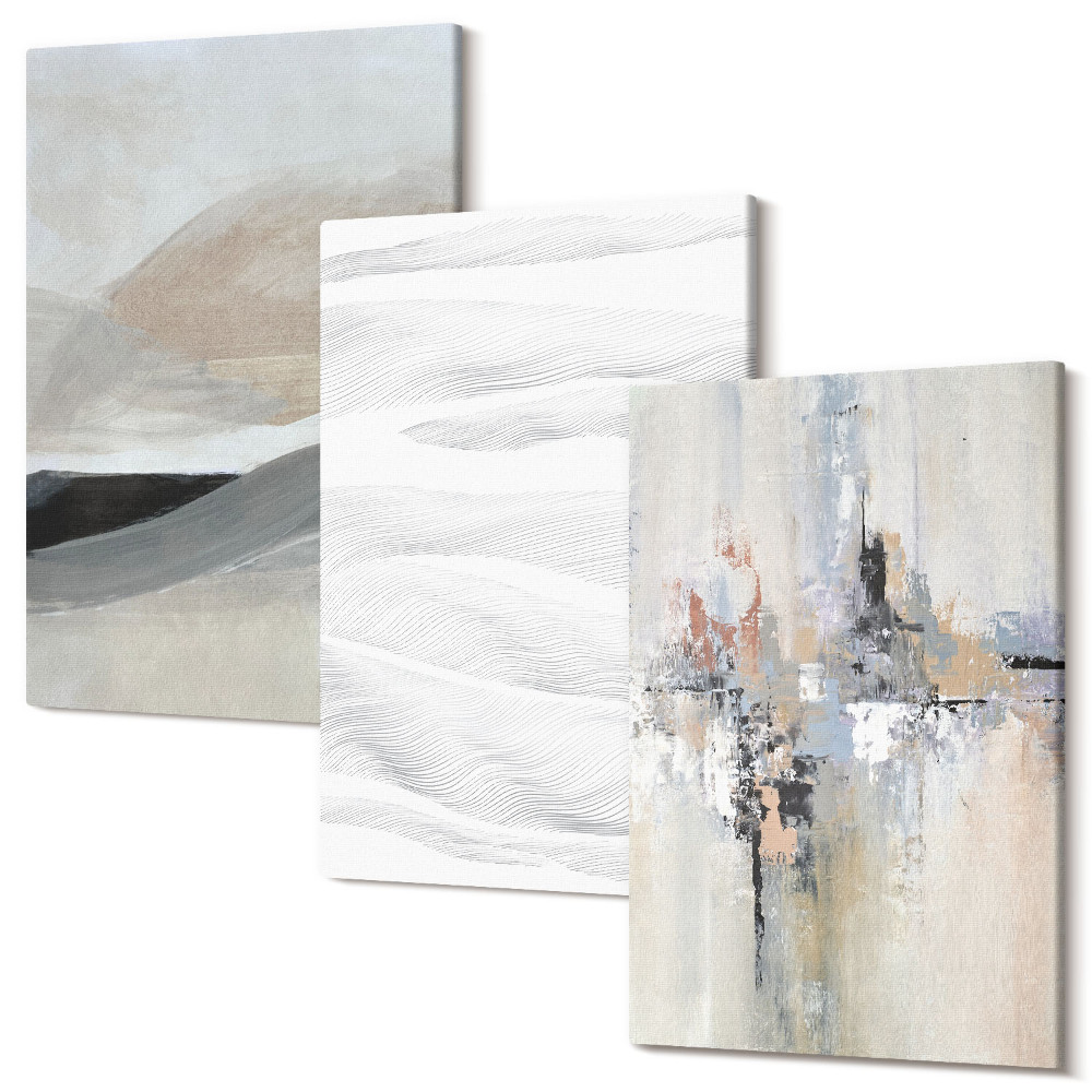 Háromrészes vászonkép szett Absztrakt minták semleges föld tónusokkal