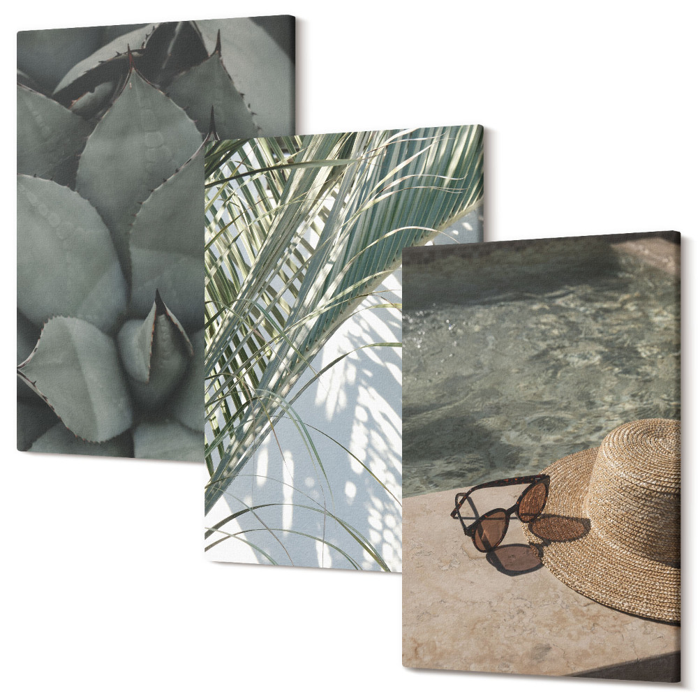 Kép szett triptichon Trópusi növények és nyári üdülési akcentusok