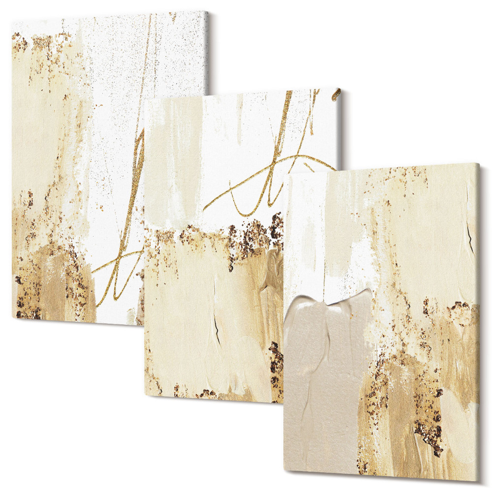 Kép szett triptichon Absztrakt minták bézs és fehér árnyalatokban