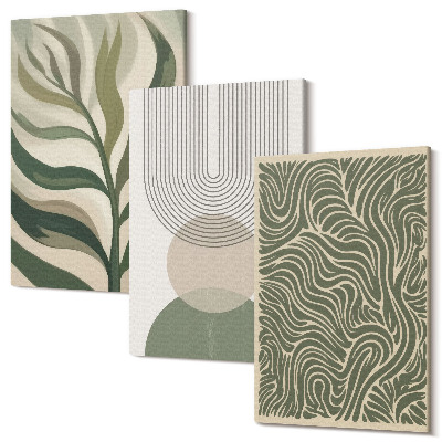 Kép szett triptichon Levelek és geometriai formák absztrakt