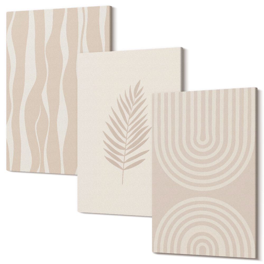 Háromrészes vászonkép szett Bézs árnyalatú minták növényi motívumokkal