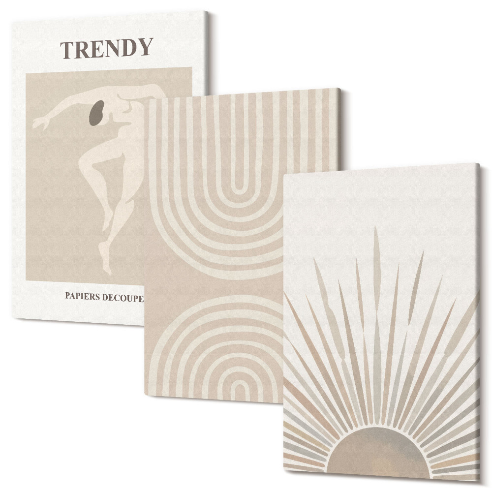 Kép szett triptichon Pasztell plakátok, divatos boho absztrakciók