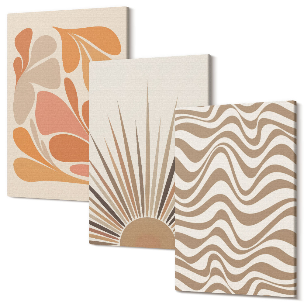 Háromrészes vászonkép szett Sun boho pasztell absztrakt formák