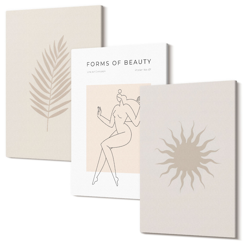 Kép szett triptichon Minimalista formák és természetes formák gyűjteménye