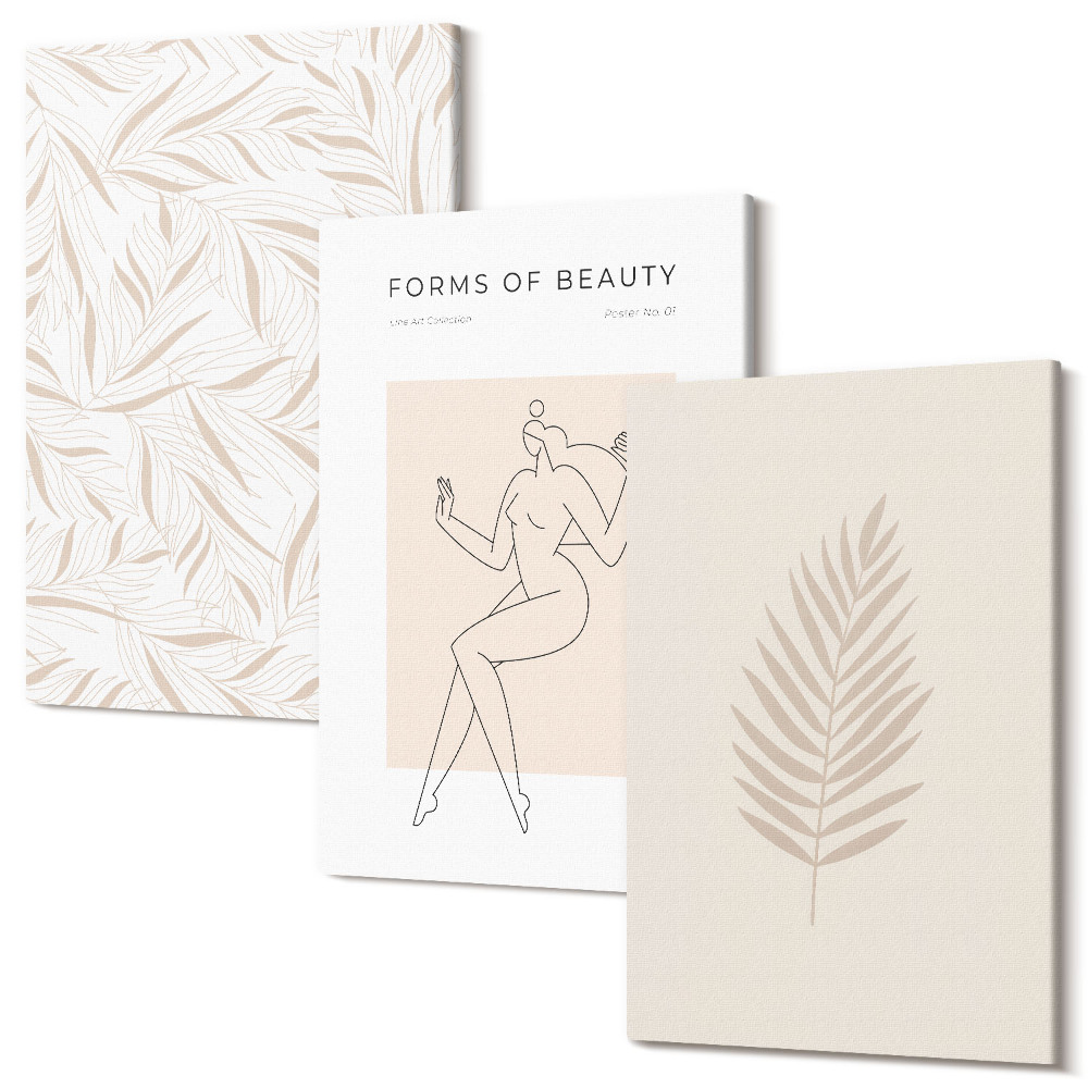 Háromrészes vászonkép szett Minimalista botanikai tervezési motívumok