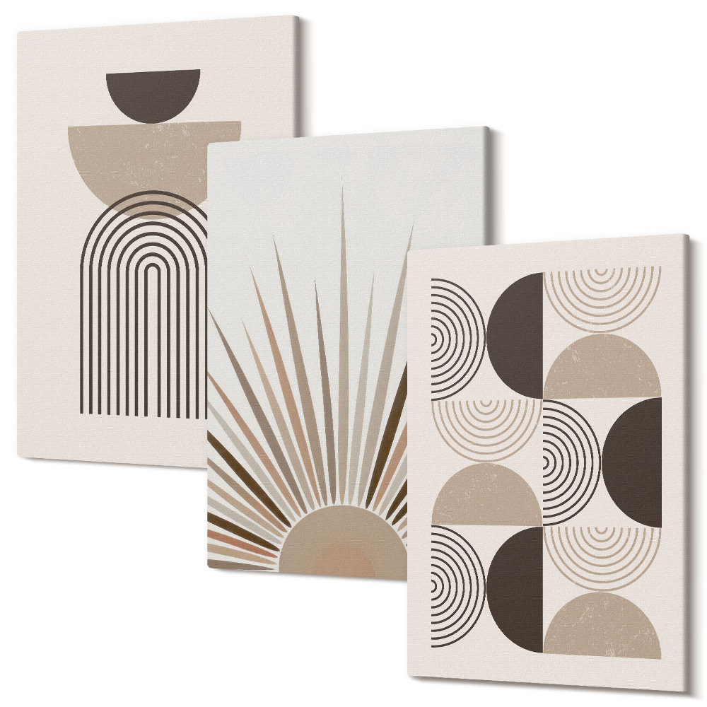 Háromrészes vászonkép szett Absztrakt formák bézs és barna árnyalataiban