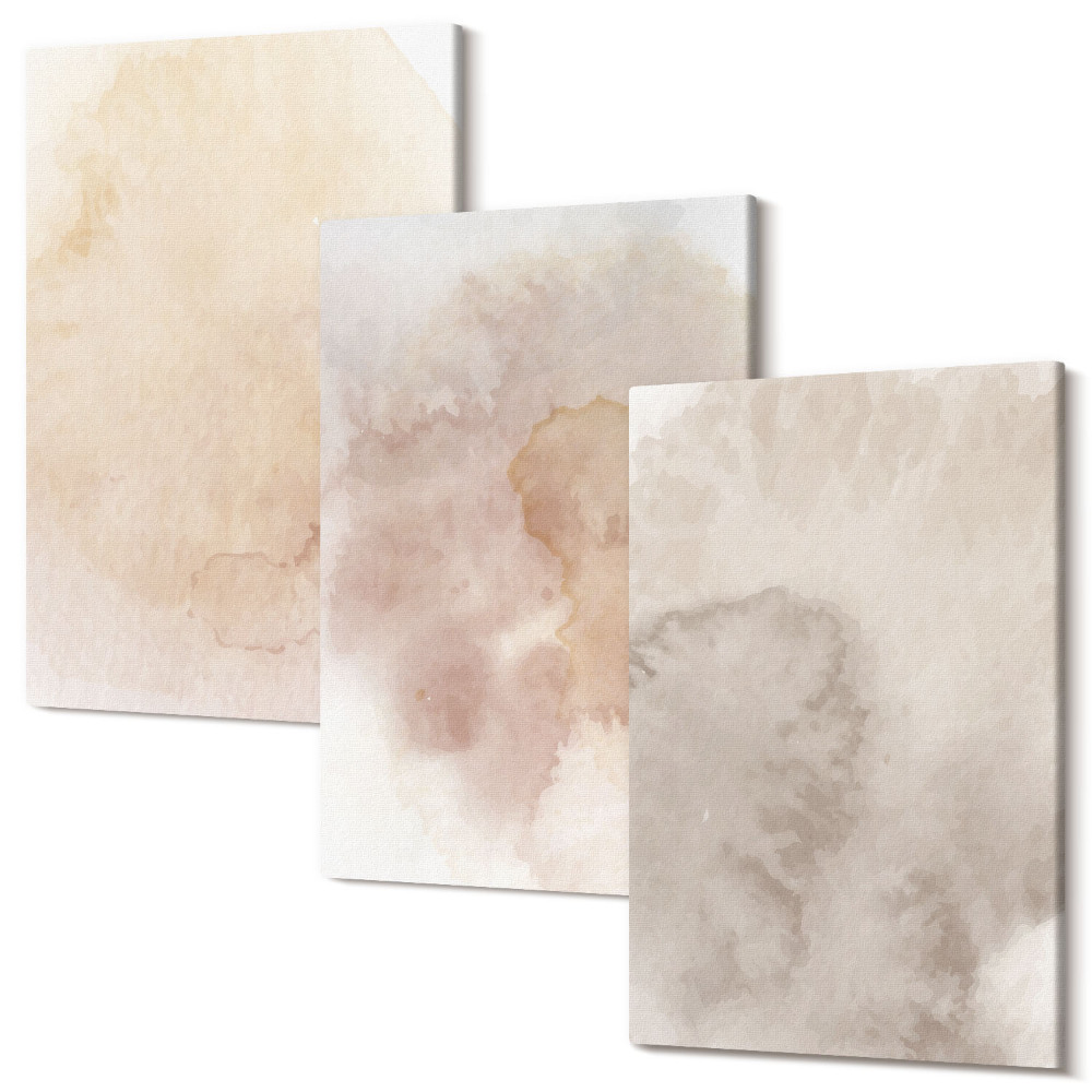 Falikép szett triptichon Meleg akvarellek vászonra, pasztell textúrákkal