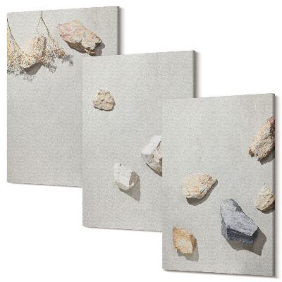 Kép szett triptichon Boho strandkövek minimalista dekorációval