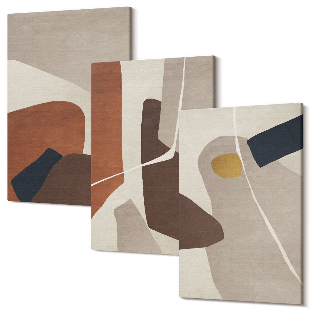 Háromrészes vászonkép szett Absztrakt boho festmény formák modern stílusban