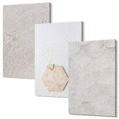 Kép szett triptichon Könnyű textúrák a homokon, finom boho stílus