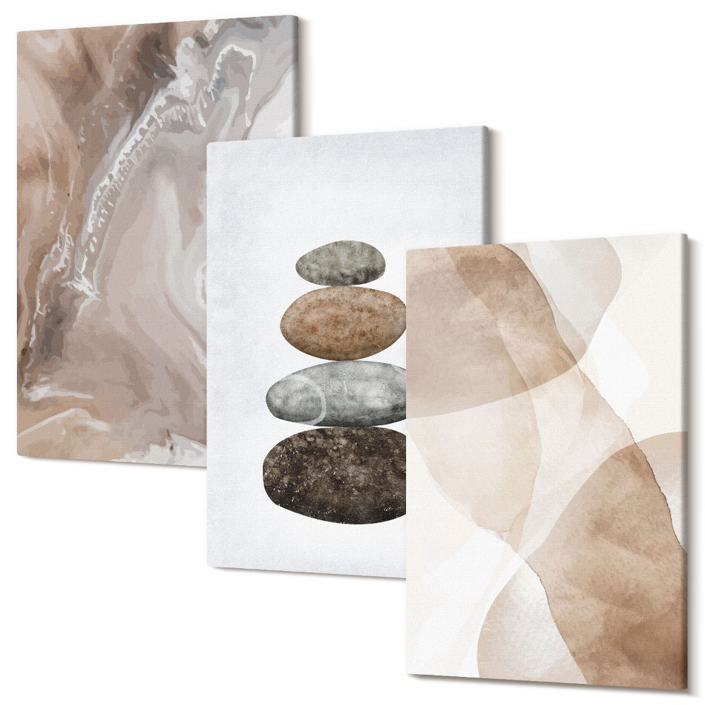 Háromrészes vászonkép szett Absztrakt formák festett szerkezetek pasztell színekben