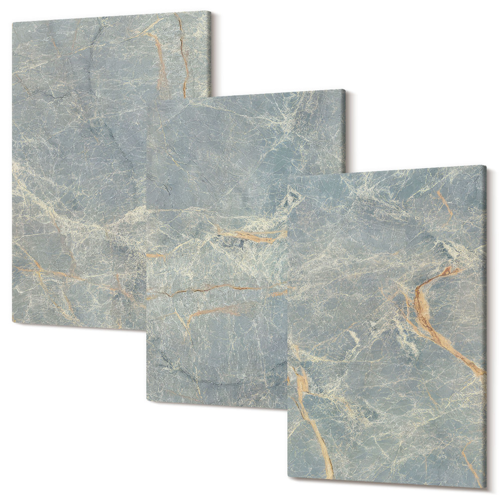 Háromrészes vászonkép szett Zöld erezett márvány díszítő kőszerkezet