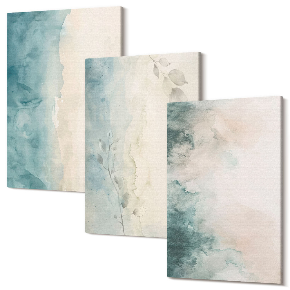 Falikép szett triptichon Akvarell festmények vászonra, minimalista stílusban