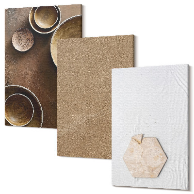 Falikép szett triptichon Minimalista textúrák meleg színekben