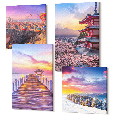 Négy részes vászonkép Romantikus tájak festői égbolttal