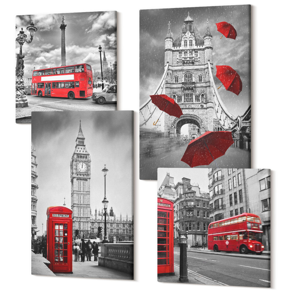 Négy részes vászonkép szett Esztétikus ginkgo levelek világos háttéren