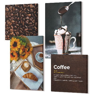 Négy részes vászonkép szett Olasz reggeli kávébab meghatározása