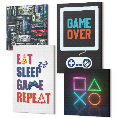 Négy részes vászonkép Szórakoztatással kapcsolatos játékosfeliratok