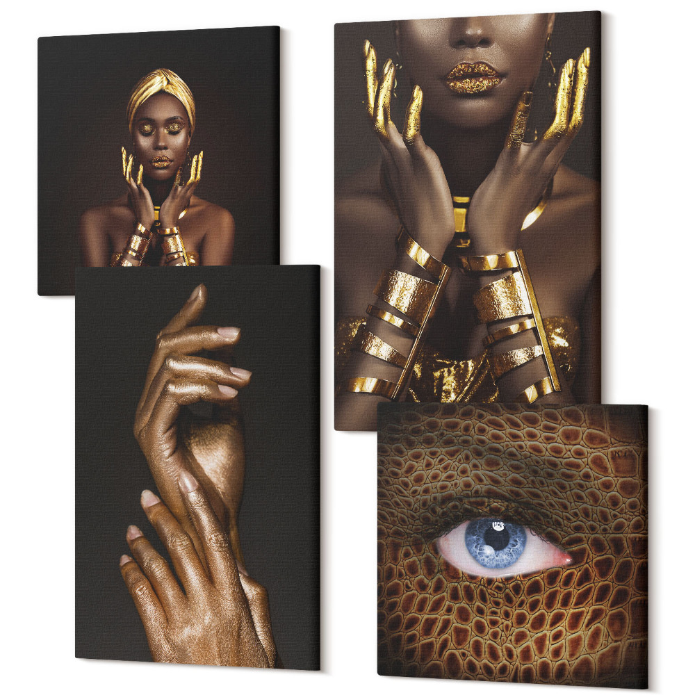 Négy részes vászonkép szett Elegáns portréi egy afrikai nőről