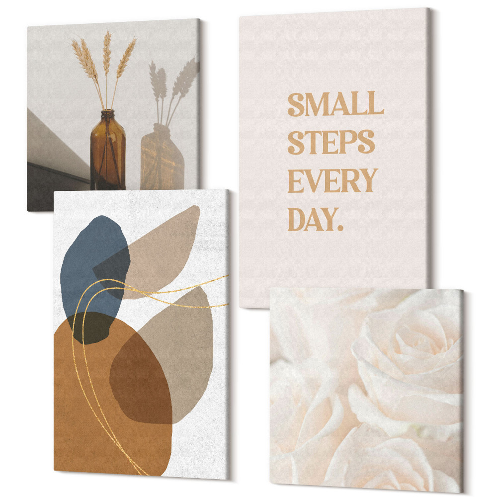 Négy részes vászonkép Absztrakt formák és természetes akcentusok