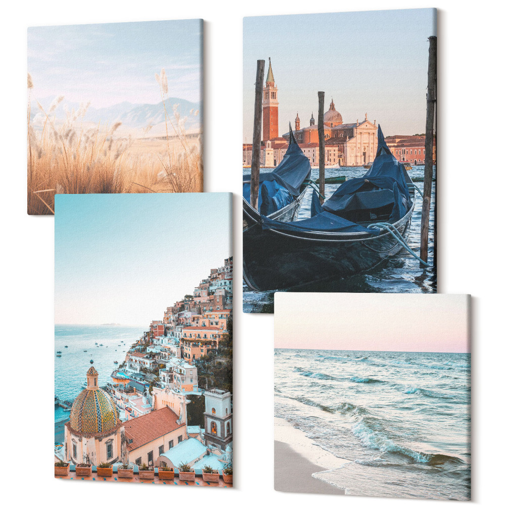 Négy részes vászonkép Tengerparti kilátás az olasz építészet Velence