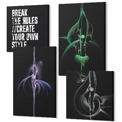 Négy részes vászonkép szett Absztrakt minták fekete felirattal