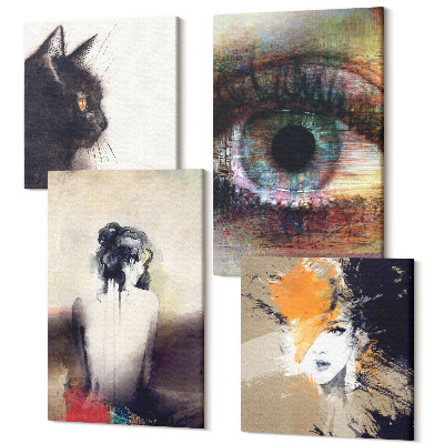 Négy részes vászonkép Portré egy nő szem absztrakt színek érzelmek