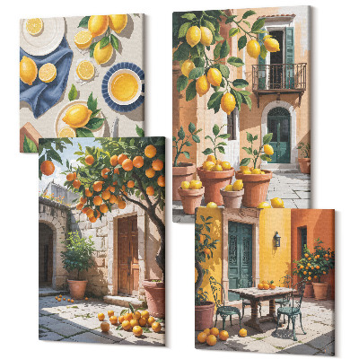 Négy részes vászonkép Citrusfélék napos kerti környezetben