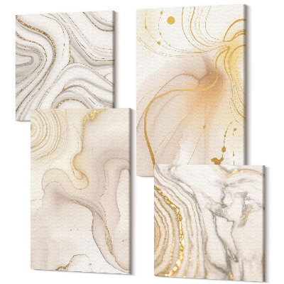 Négy részes vászonkép A kiömlött festék finom absztrakt mintái