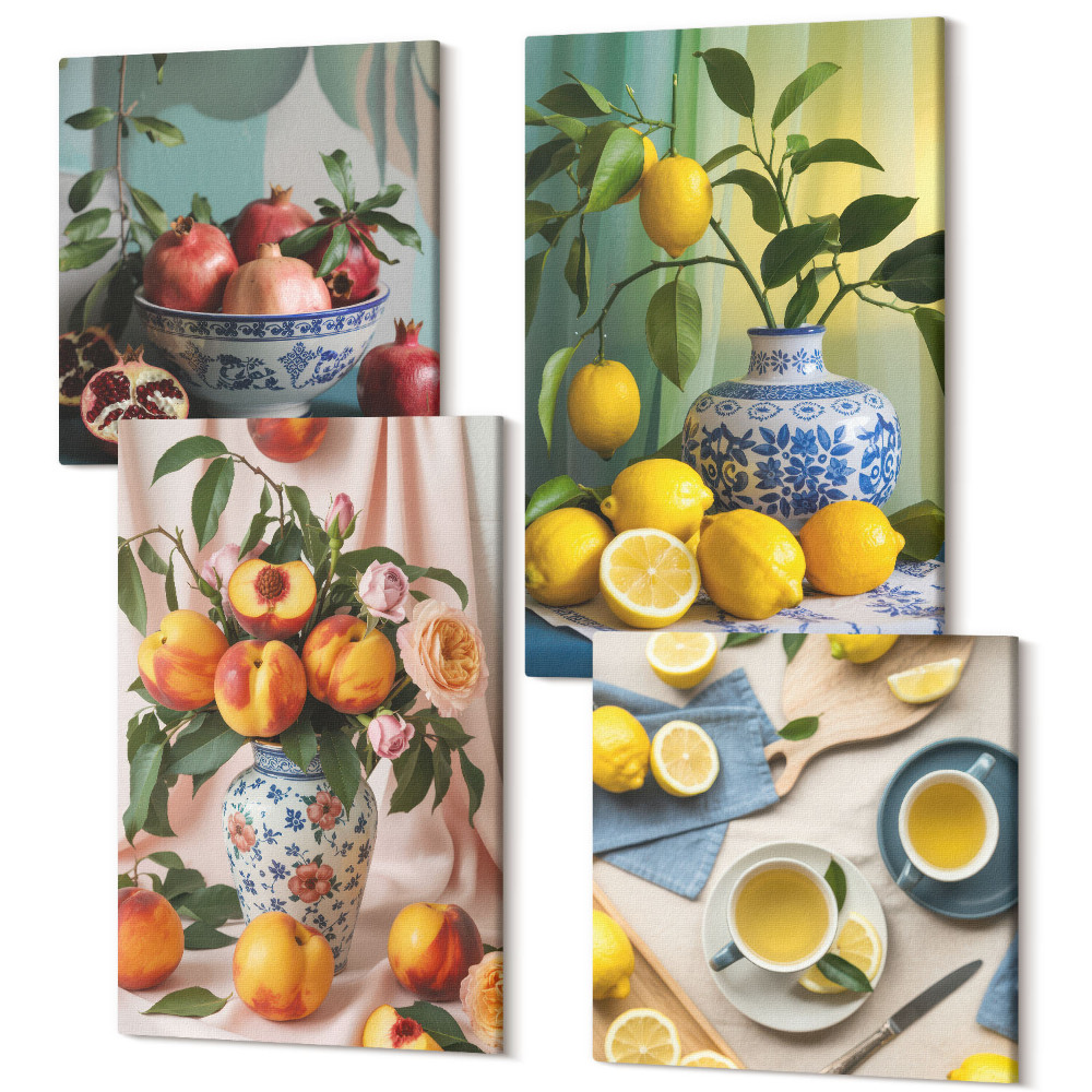 Négy részes vászonkép Stílusos figurák és növények poszterei Henri Matissetól