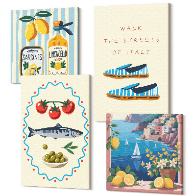 Négy részes vászonkép Olasz ízek és életmód színes képeken