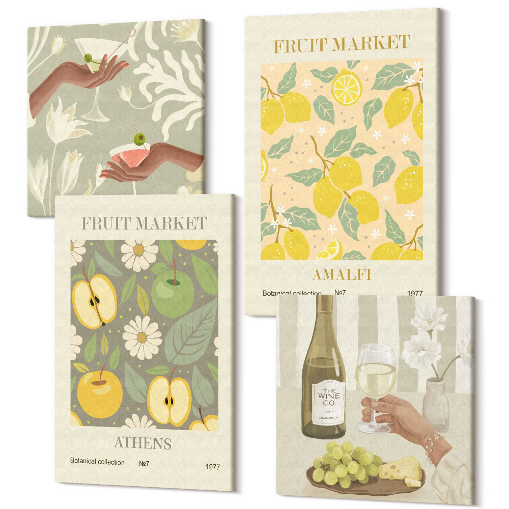 Négy részes vászonkép Gyümölcs minták poszterek Olasz bor