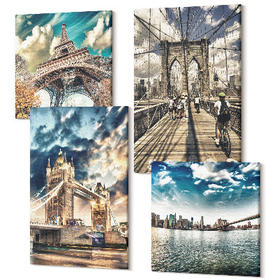 Négy részes vászonkép Hidak és tornyok az európai városokban