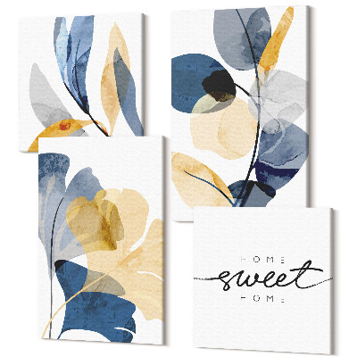 Négy részes vászonkép szett Növényi motívumok akvarell stílusban