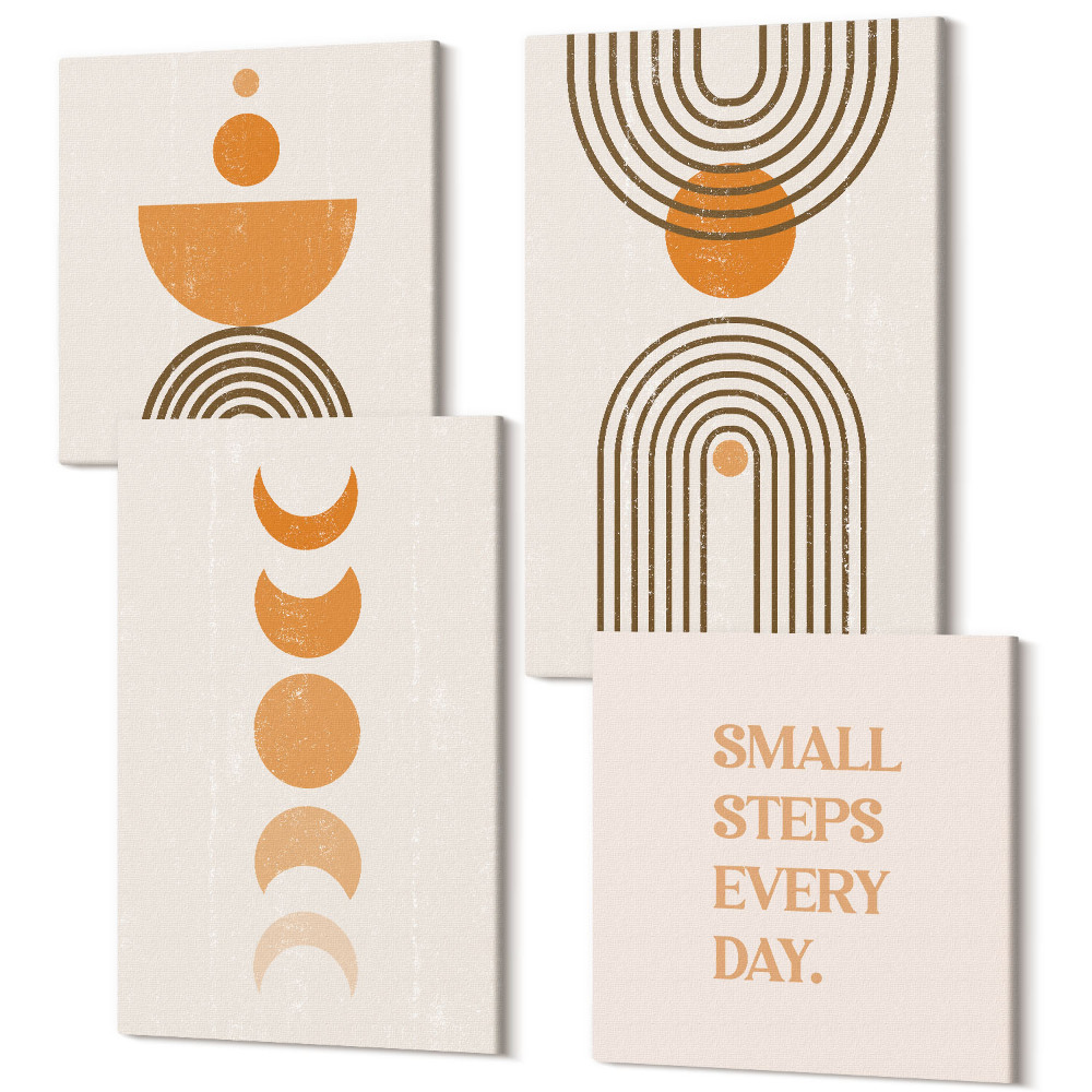 Négy részes vászonkép Minimalista boho absztrakt minták és betűk