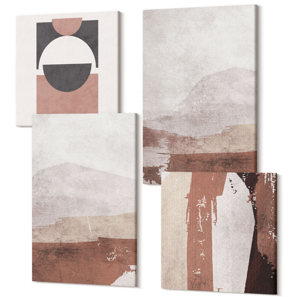 Négy részes vászonkép Absztrakt minták barna és bézs árnyalataiban