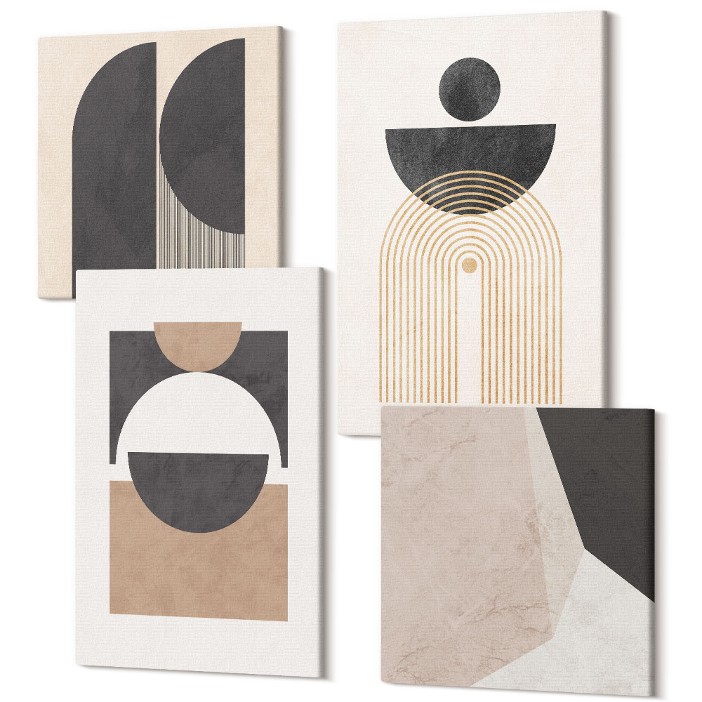 Négy részes vászonkép szett Absztrakt formák bézs és barna árnyalataiban